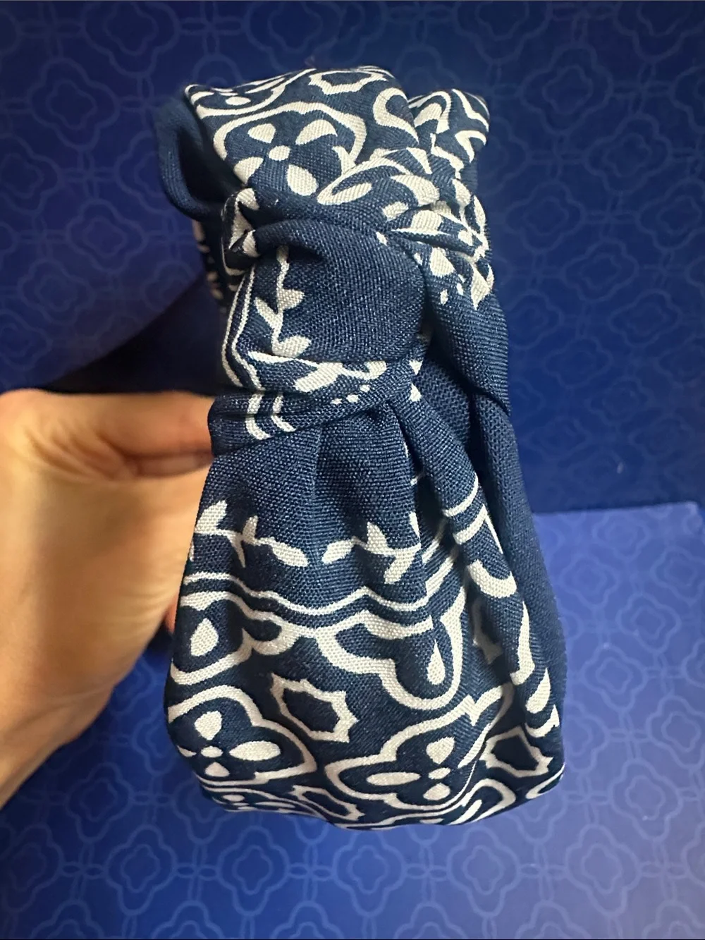 Navy Floral Knot Headband